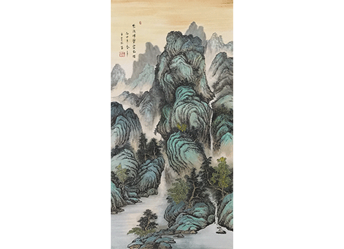 泉流峭壁霓虹挂